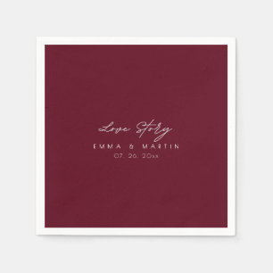 Elegant & modern Burgundy Script  Wedding Napkin