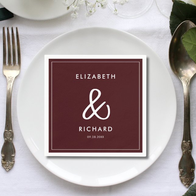 Elegant & Modern Burgundy Wedding Napkin (Elegant modern burgundy wedding napkins add a refined touch to your table setting.)