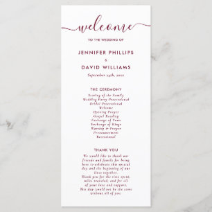 Elegant Modern Burgundy Wedding Program