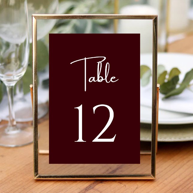 Elegant & Modern Burgundy Wedding Table Number (Creator Uploaded)