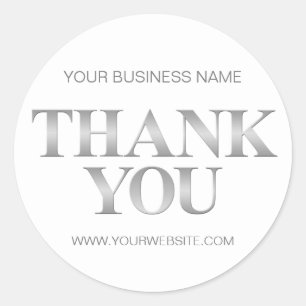 Elegant Modern Business Black Silver THANK YOU Classic Round Sticker