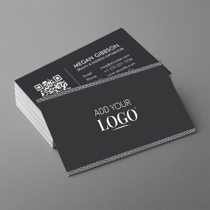 Elegant Modern Business Logo QR Code Greek Meander Card