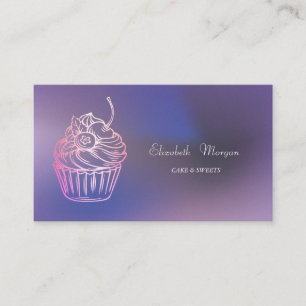 Elegant Modern Cake Sweets,Cupcake Purple Business Card