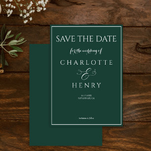 Elegant Modern Callighraphy Script Emerald Green Save The Date