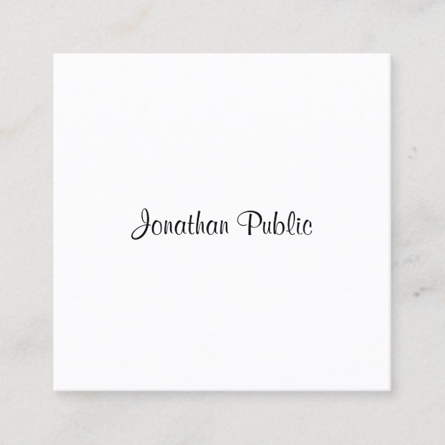 Elegant Modern Calligraphed Script Name Template Square Business Card (Front)