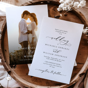 Elegant Modern Calligraphy 2-Photo Wedding Invitation