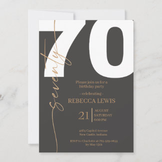 Elegant Modern Calligraphy 70th Adult Birthday Invitation