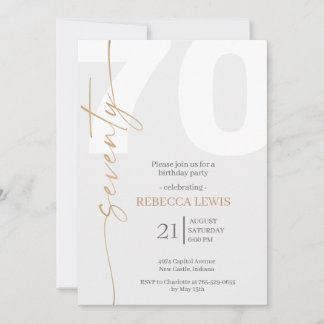 Elegant Modern Calligraphy 70th Adult Birthday Invitation