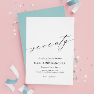 Elegant Modern Calligraphy 70th Birthday Invitation