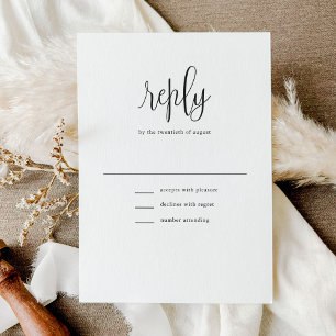 Elegant Modern Calligraphy Black and White Wedding RSVP Card
