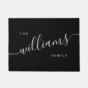 Elegant modern calligraphy black & white doormat