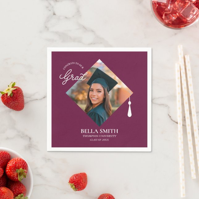 Elegant Modern Calligraphy Custom Graduation Photo Napkin (Insitu)