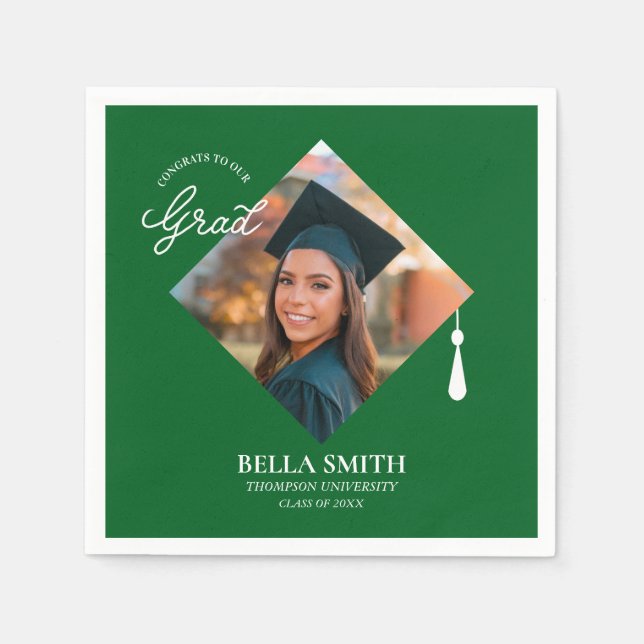 Elegant Modern Calligraphy Custom Graduation Photo Napkin (Front)