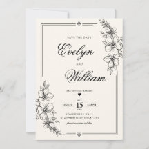 Elegant Modern Calligraphy Floral Wedding