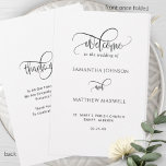 Elegant, Modern Calligraphy Folded Wedding Program<br><div class="desc">Welcome your guest with this exquisite wedding ceremony program, featuring gorgeous modern hand written calligraphy details. Elegant, simple and sleek design. Ability to personalise text in all sides. NOTE: this programs arrive flat and require folding down the middle to assemble. The default value paper is recommended. For a clean fold...</div>