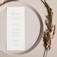 Elegant Modern Calligraphy Gold Dinner Menu
