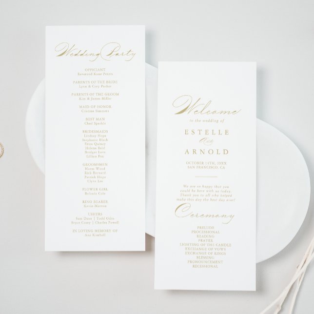 Elegant Modern Calligraphy Gold Wedding Program (Creator Uploaded)