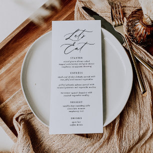 Elegant Modern Calligraphy Let's Eat Wedding Menu