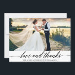 Elegant Modern Calligraphy Love Thanks Wedding Thank You Card<br><div class="desc">Elegant Modern Calligraphy Love and Thanks Wedding Photo Thank You Card</div>