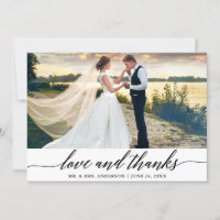 Elegant Modern Calligraphy Love Thanks Wedding