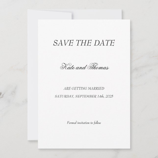 Elegant Modern Calligraphy Minimalist Chic Wedding Save The Date (Front)