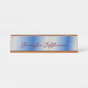 Elegant Modern Calligraphy Name Professional Blue Desk Name Plate