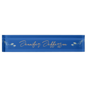 Elegant Modern Calligraphy Name Professional Blue Nameplate