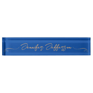 Elegant Modern Calligraphy Name Professional Blue Nameplate