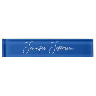 Elegant Modern Calligraphy Name Professional Blue Nameplate