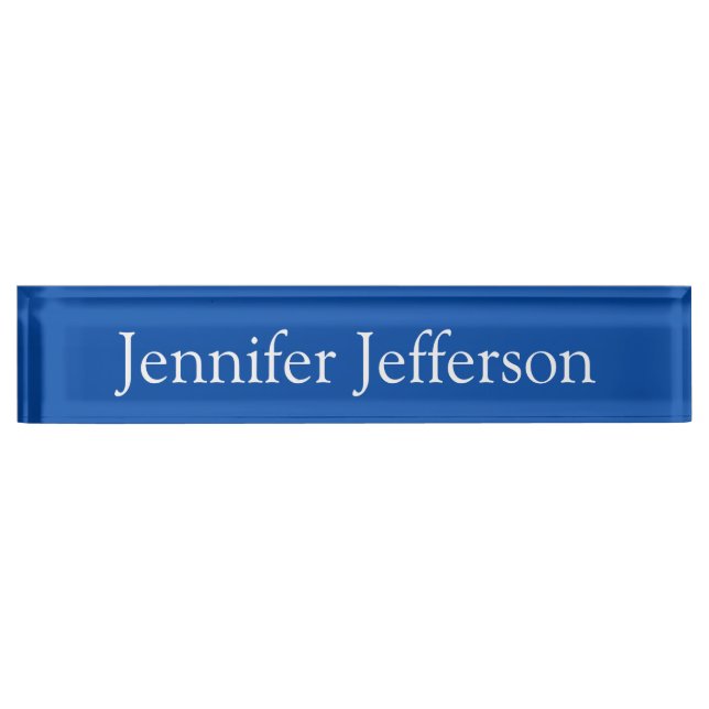 Elegant Modern Calligraphy Name Professional Blue Nameplate (Front)