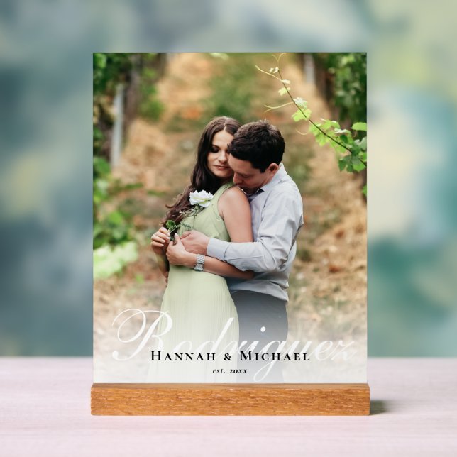 Elegant Modern Calligraphy Name Wedding Acrylic Sign (Neutral)