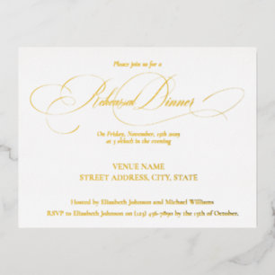 Elegant Modern Calligraphy Rehearsal Dinner Foil Invitation Postcard