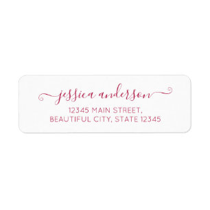Elegant Modern Calligraphy Script Burgundy Red Return Address Label