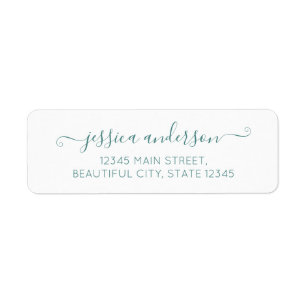 Elegant Modern Calligraphy Script Chic Lake Green Return Address Label