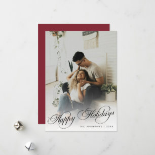 Elegant Modern Calligraphy Script Christmas Photo Holiday Card