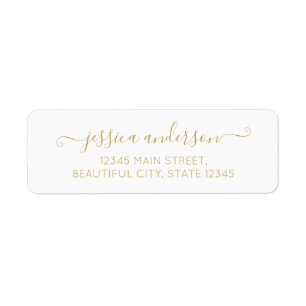 Elegant Modern Calligraphy Script Classic Gold Return Address Label