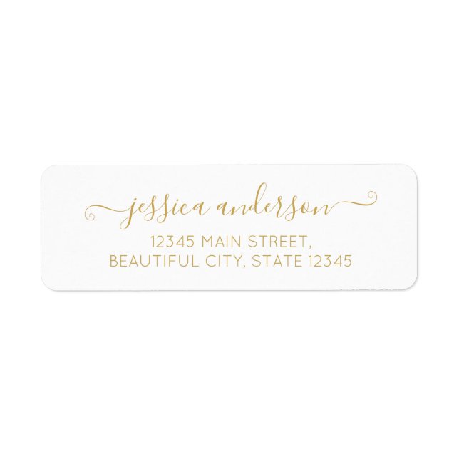 Elegant Modern Calligraphy Script Classic Gold Return Address Label (Front)