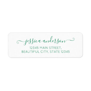 Elegant Modern Calligraphy Script Forest Green Return Address Label
