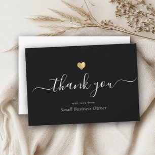 Elegant Modern Calligraphy Script Gold Business Thank You Card