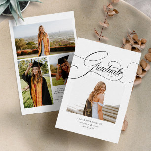Elegant Modern Calligraphy Script Photo Graduation Announcement