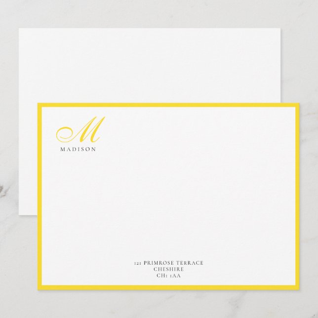 Elegant Modern Calligraphy Script Pineapple Yellow Card (Front/Back)