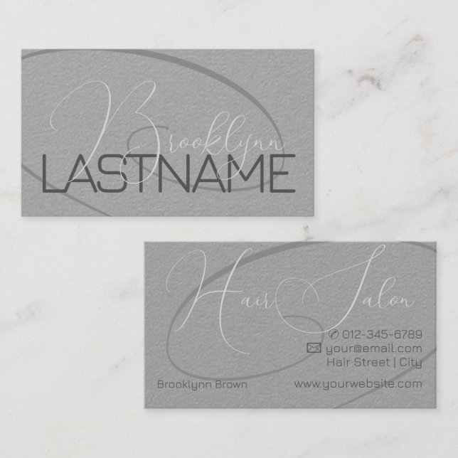 Elegant Modern Calligraphy Signature Hair Salon  Business Card (Front/Back)
