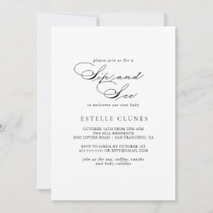 Elegant Modern Calligraphy Sip and See  Invitation