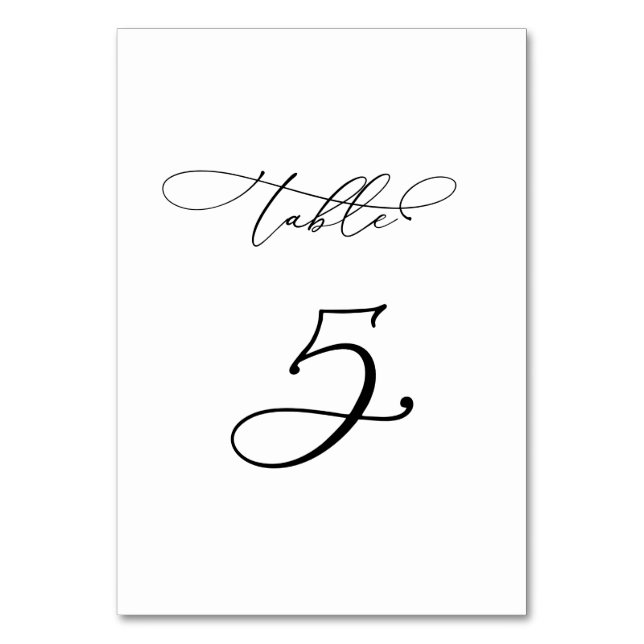 Elegant Modern Calligraphy Table 5 Wedding Number (Front)