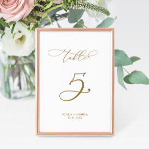 Elegant Modern Calligraphy Table 5 Wedding Number
