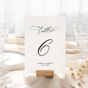 Elegant Modern Calligraphy Table 6 Wedding Table Number