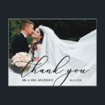 Elegant Modern Calligraphy Thank You Wedding Postcard<br><div class="desc">Modern Elegant Beautiful yet Simple Minimalist Delicate Calligraphy Wedding Photo Thank You Postcard</div>