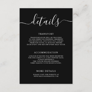 Elegant Modern Calligraphy Wedding Details Enclosure Card