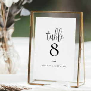Elegant Modern Calligraphy Wedding Table Number