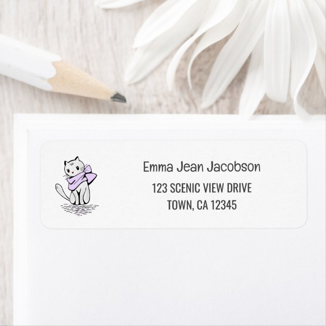 Elegant Modern Cat Mum Lover Return Address  Label (Insitu)